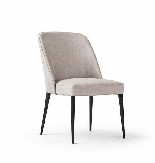 SEDIQO VARYN SEDIQO VARYN - moderner Esszimmerstuhl mit gepolsterter Sitzfläche und schwarzen Metallbeinen. Zeitloses Design für stilvolle Wohnräume.